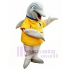 Grey Dolphin with Yellow Shirt Mascot Costumes