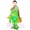 Children/ Kids Piggyback Carry Me Ride on Green Dinosaur Dragon Mascot Costume