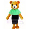 Brown Bear in Green Shirt and Black Skirt Mascot Costumes Animal 