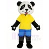 Yellow Shirt Blue Pants Panda Mascot Costumes Animal 