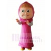 Pink Hood Dress Girl Mascot Costumes