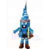 Blue Tower with Hat and Backpack Mascot Costumes  