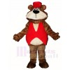 Brown Bear in Red Hat Mascot Costumes Animal