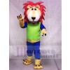 Green And Blue Leo Lion With Red Hair Mascot Costumes Animal