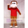 Happy Monkey in Red Shirt Mascot Costume