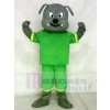 Gray Bulldog Mascot Costumes Animal with Green Suit