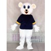 Cute White Bear with Black Shirt Mascot Costumes Animal