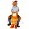 For Children/ Kids Ride on Brown Teddy Bear Carry Me Ride Mascot Costume Stuffed Stag 