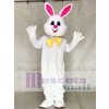 White Bunny Easter Rabbit with Yellow Bow Mascot Costumes Animal
