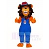 Blue Overalls Lion Mascot Costumes Animal 