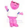 Pink Pig in White Shirt Mascot Costumes Farm Animal