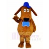 Brown Dog Mascot Costumes with Blue Hat Animal  