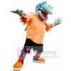 Orange Shirt Shark Mascot Costume Ocean
