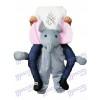Piggyback Elephant Carry Me Ride Grey Elephant Mascot Costume 