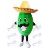 Mexican Avocado Mascot Costume with a Big Hat 