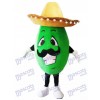 Mexican Avocado Mascot Costume with a Big Hat 