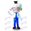 White Suit Glasses Old Man Mascot Costume 