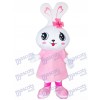 Big Head Pink Rabbit Eater Bunny Mascot Costume Animal