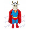 Super Cow Cattle with Superman Cape Mascot Costume Animal 