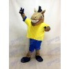 Sport Team Broncho Horse with Yellow Shirt Mascot Costume Animal