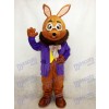 Easter Mr. Brown Bunny with Purple Tuxedo Mascot Costume