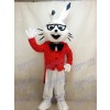 White Easter Bunny Bugs Rabbit Mascot Costumes with Red Coat