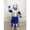 Silver Knight in Blue Mascot Costume People