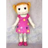 Solid Hair Girl in Pink Dress Adult Mascot Costume