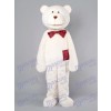 Romantic Bear With Plaid Bow Mascot Costume Animal 