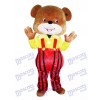 Yellow Coat Overalls Bear Mascot Costume Cartoon Animal 