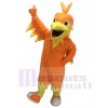 Orange Phoenix Mascot with Pointy head, Wings, Tail and Tennis Shoes