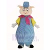 Pig in Blue and White Stripe Suit Mascot Costume