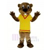 Brown Beaver in Yellow Shirt Mascot Costume Animal