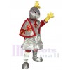 Silver Adult Knight St Norbert Mascot Costume with Red Cloak