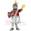 Silver Adult Knight St Norbert Mascot Costume with Red Cloak