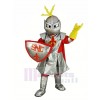 Silver Knight with Red Cloak Mascot Costume People