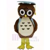 Brown Doctor Owl in Blue Vest Mascot Costume