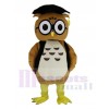 Brown Doctor Owl in Black Vest Mascot Costume