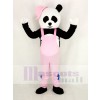 Panda with Pink Overalls and Hat Mascot Costume Cartoon