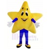 Yellow Twinkle Star with Blue Coat Mascot Costume Christmas Xmas