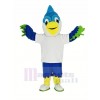 Royal Blue Head Bird with White T-shirt Mascot Costume Animal