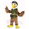 Cool Brown Eagle in Camouflage Vest Mascot Costume