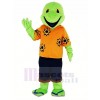 Green Lizard with Orange T-shirt Mascot Costume Cartoon