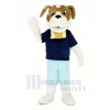 Saint Bernard Dog with Blue T-shirt Mascot Costume Cartoon