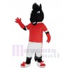 Black Horse in Red Jersey Mascot Costume Animal