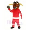 Moose Ice Hockey Player with Red Sweatshirt Mascot Costume