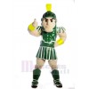 Green Spartan Trojan Knight Sparty with Shield Mascot Costume People