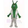 Green Alien in Silver Suit Mascot Costume