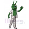 Green Alien in Silver Suit Mascot Funny Costume