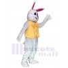 White Bunny Easter Rabbit with Yellow Bow and Vest Mascot Costumes Animal